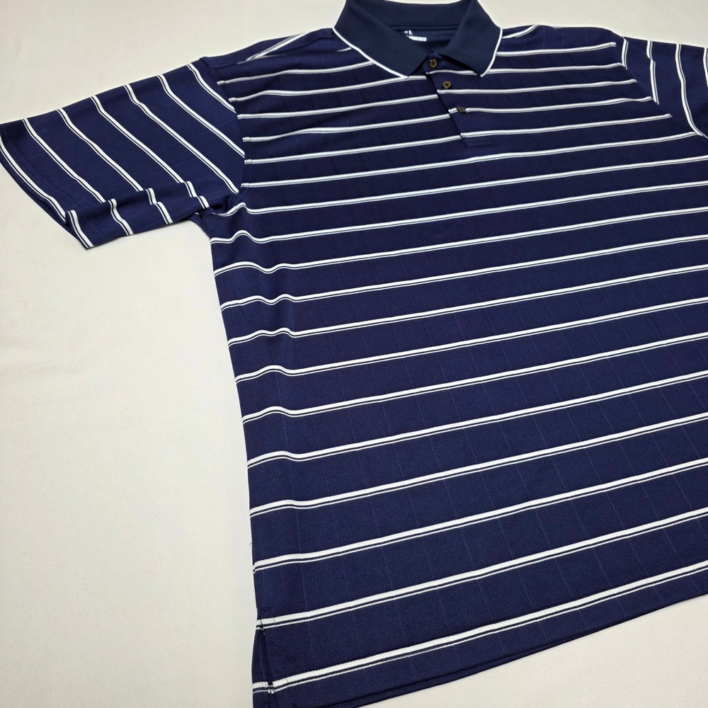 Grand Slam Polo Shirt Men XXL Navy Blue Striped Short Sleeve Golf Performance - Picture 3 of 6
